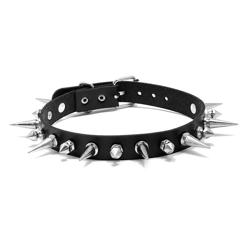 Harajuku Black Style Punk Leather Rock Necklace