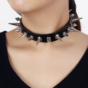 Harajuku Black Style Punk Leather Rock Necklace