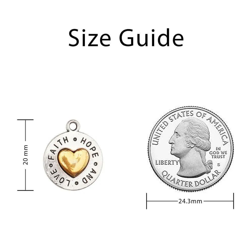Heart Charm with Faith Hope & Love