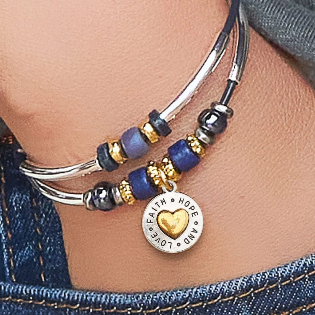 Heart Charm with Faith Hope & Love