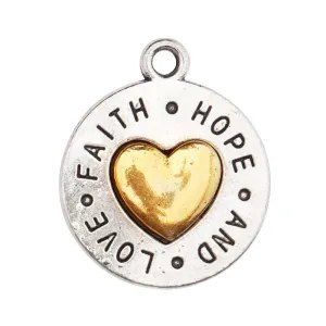 Heart Charm with Faith Hope & Love