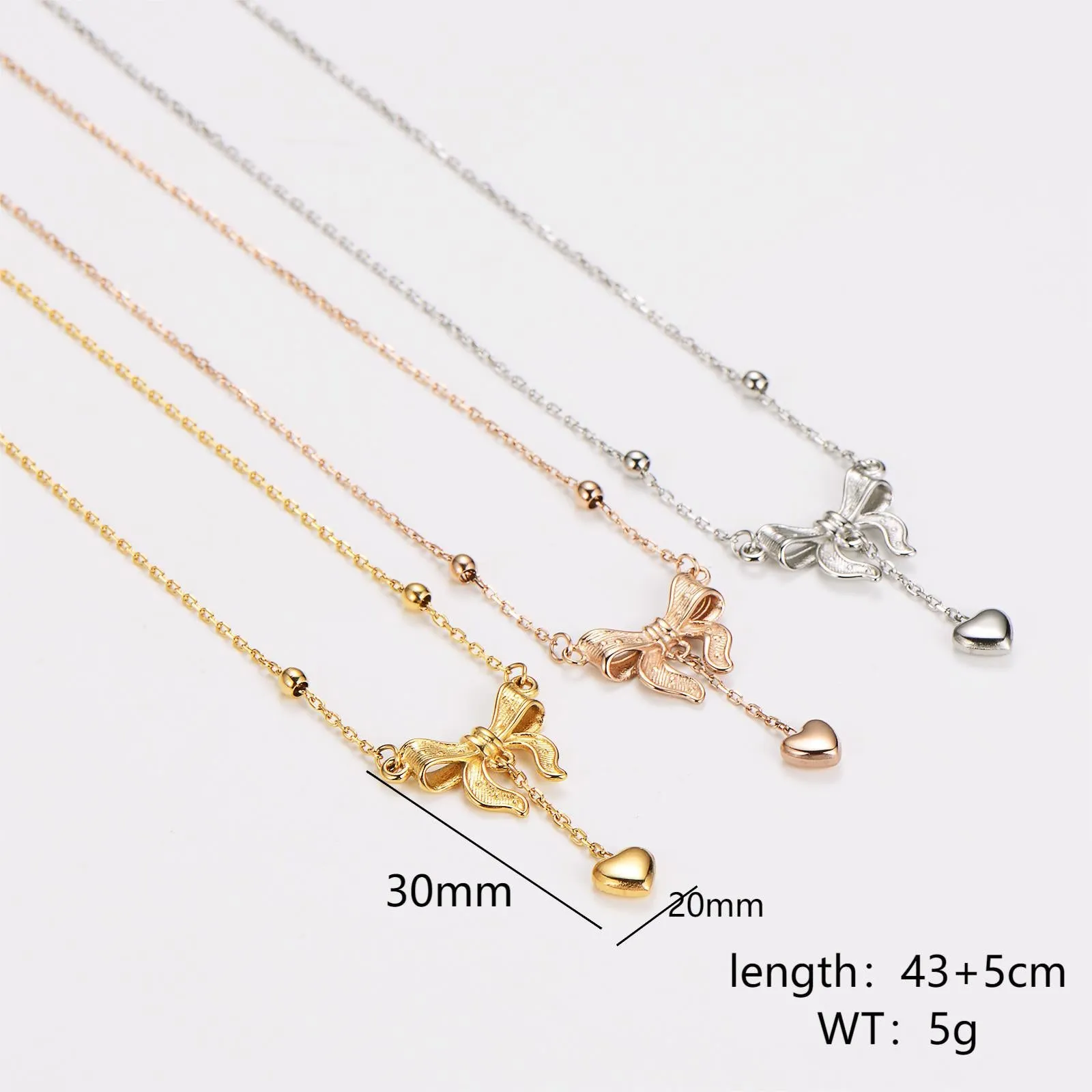 IG Style Bowknot Stainless Steel Electroplating Necklaces
