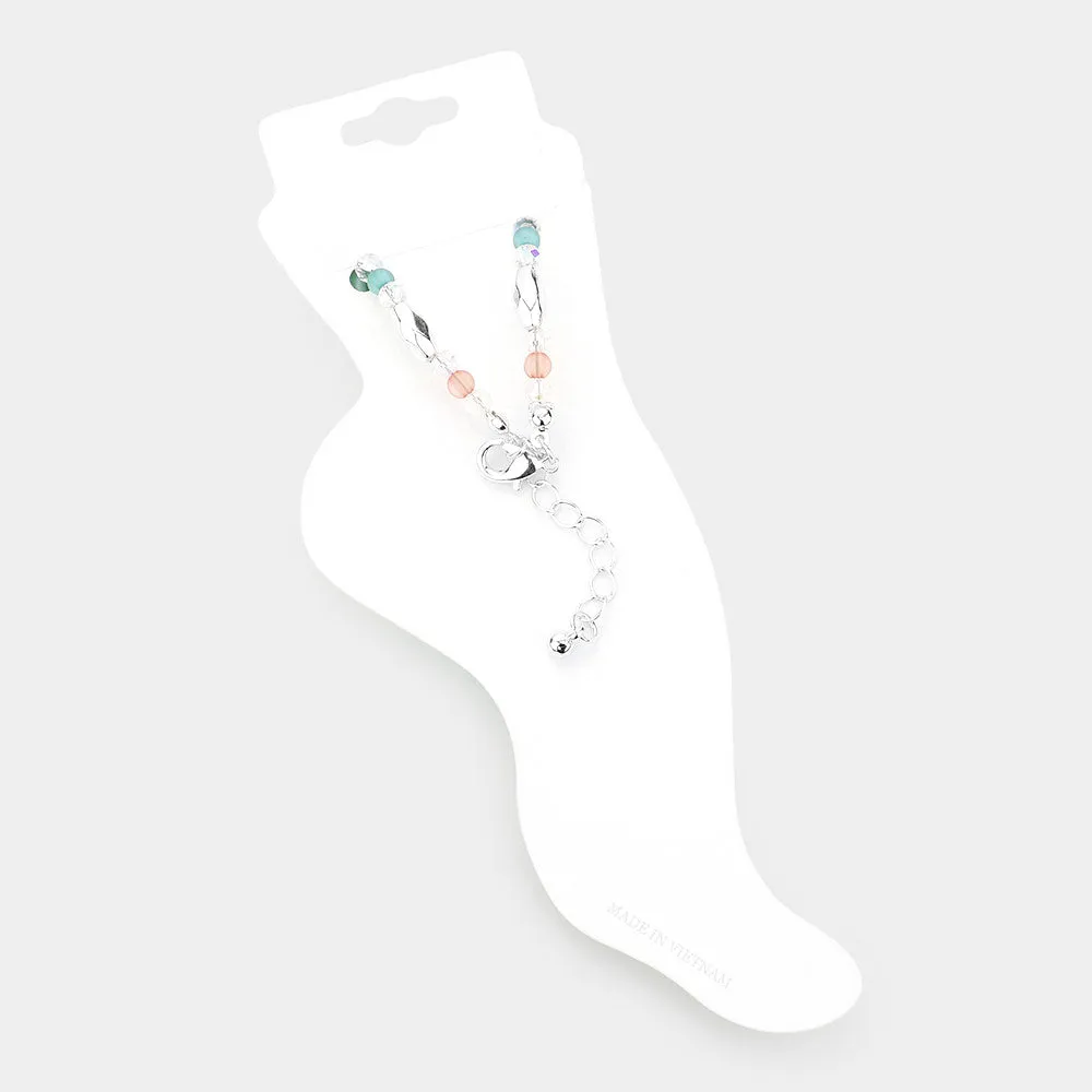 iLLASPARKZ Antique Metal Anchor Charm Beaded Anklet
