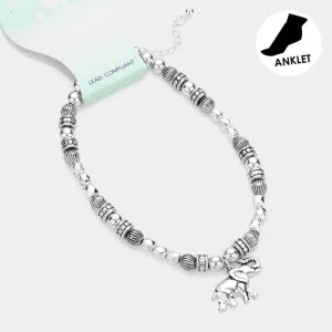 iLLASPARKZ Antique Metal Bead Elephant Charm Anklet