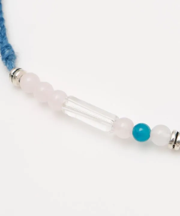 Indigo Dyed Braided Anklet - Rose Quartz - Oct