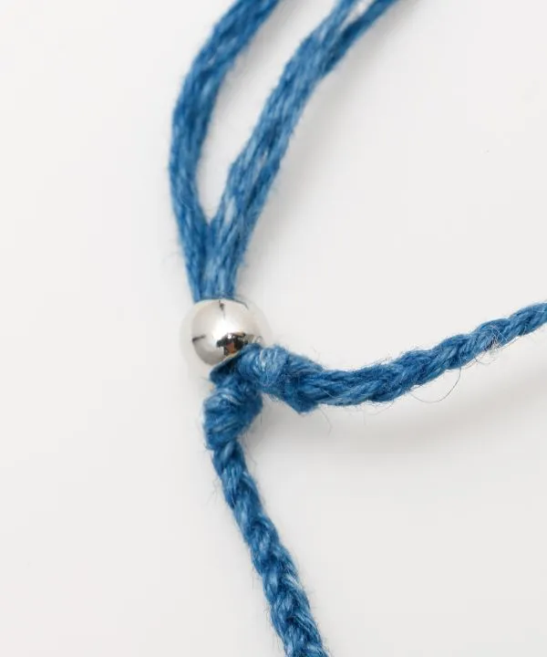 Indigo Dyed Braided Anklet - Rose Quartz - Oct