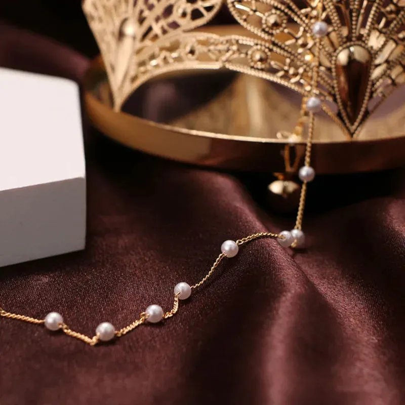 Korean Style Pearl Gold Pendant Collar Necklace