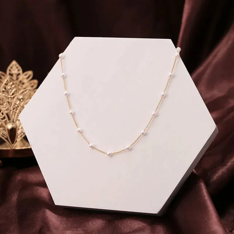 Korean Style Pearl Gold Pendant Collar Necklace