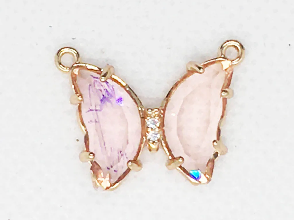 Light Pink Butterfly Glass Charms