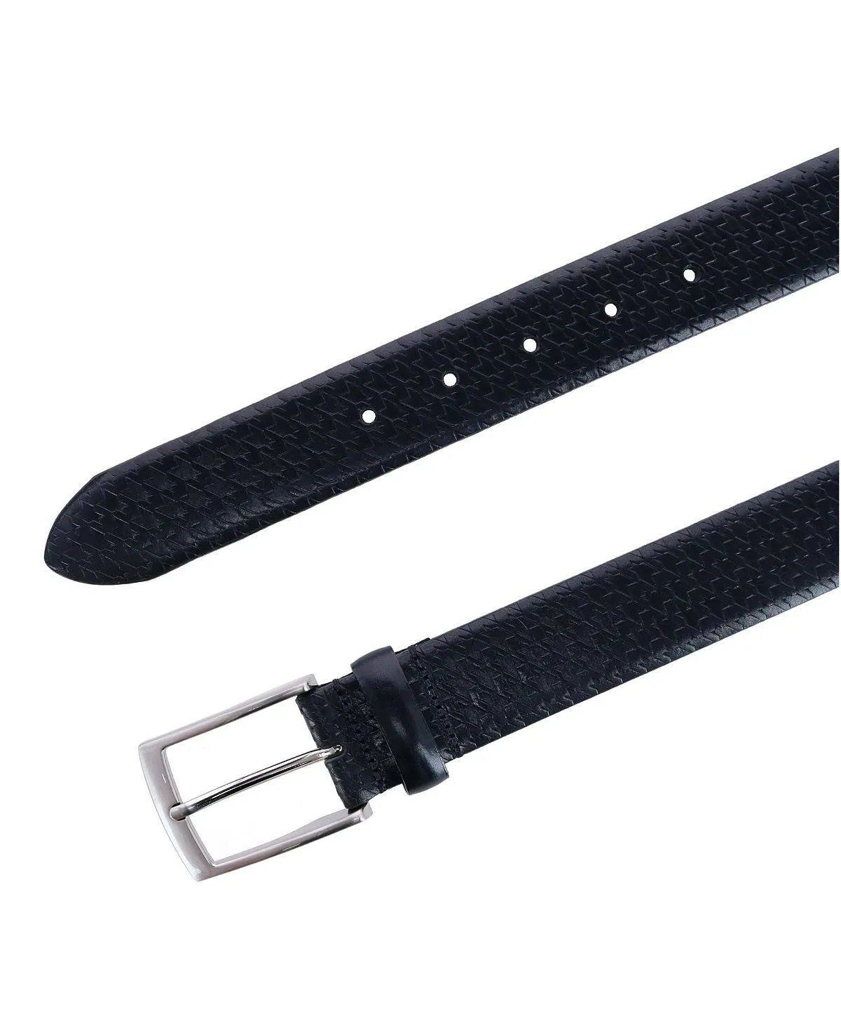 Men's Watson leather belt with houndstooth embossing, 35 mm TRAFALGAR"