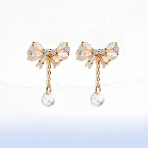 Mini Bow Dew Drop Earrings