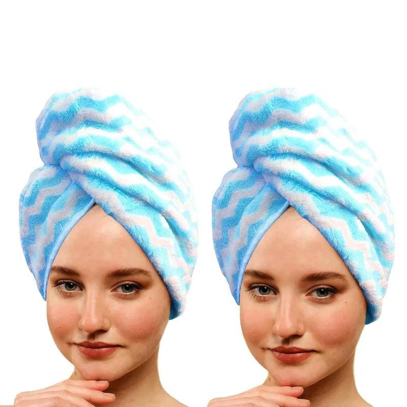 Neriah High Absorbent Hair Towel (Blue) - Set Of Two