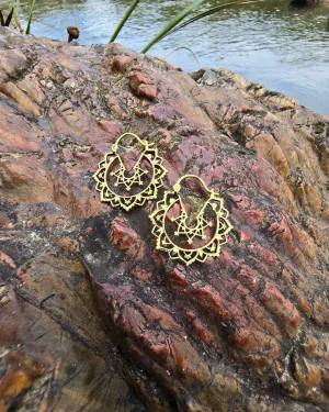 Nova Mandala Gold Brass Earrings
