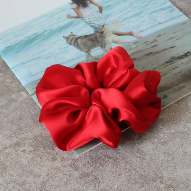 Oversized Satin Scrunchie - Red