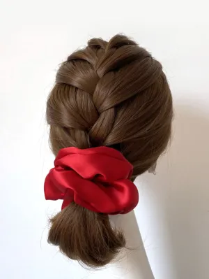 Oversized Satin Scrunchie - Red
