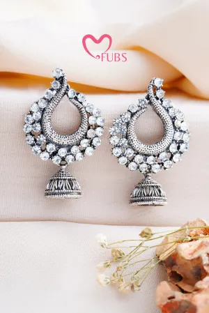 Oxidized Shimmering Stone Studded Earrings