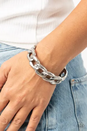 Paparazzi Bracelet ~ Living Off The GRIT - Silver