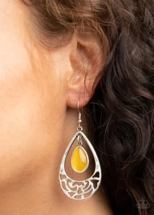 Paparazzi Earring ~ DEW You Feel Me? - Yellow