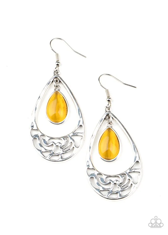 Paparazzi Earring ~ DEW You Feel Me? - Yellow