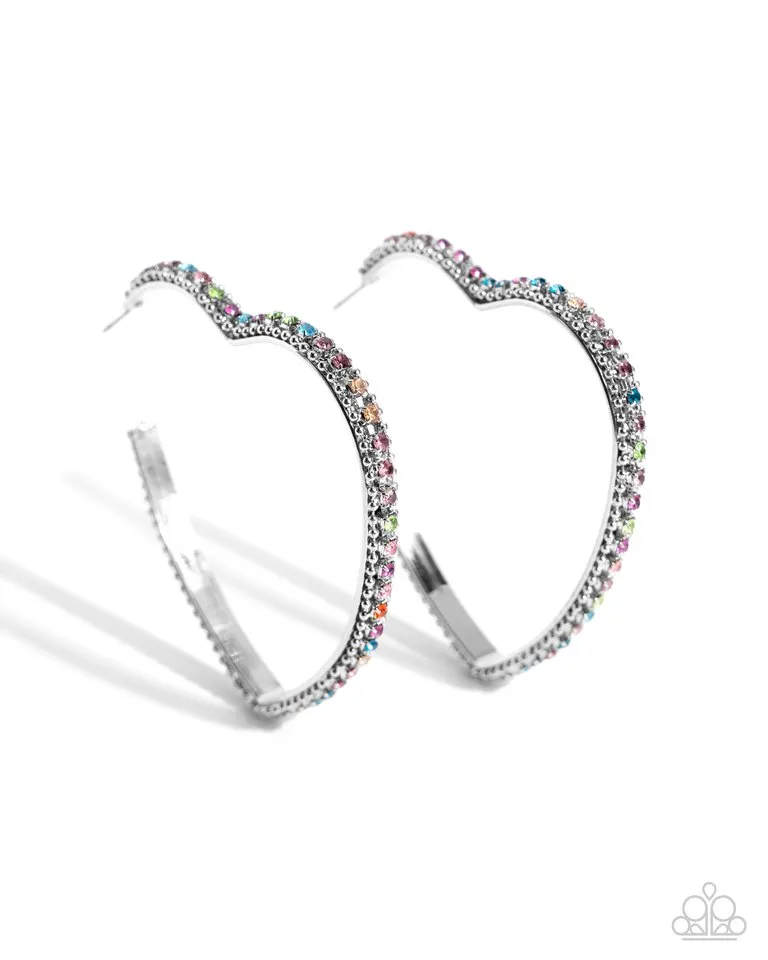 Paparazzi Earring ~ Halftime Hearts - Multi