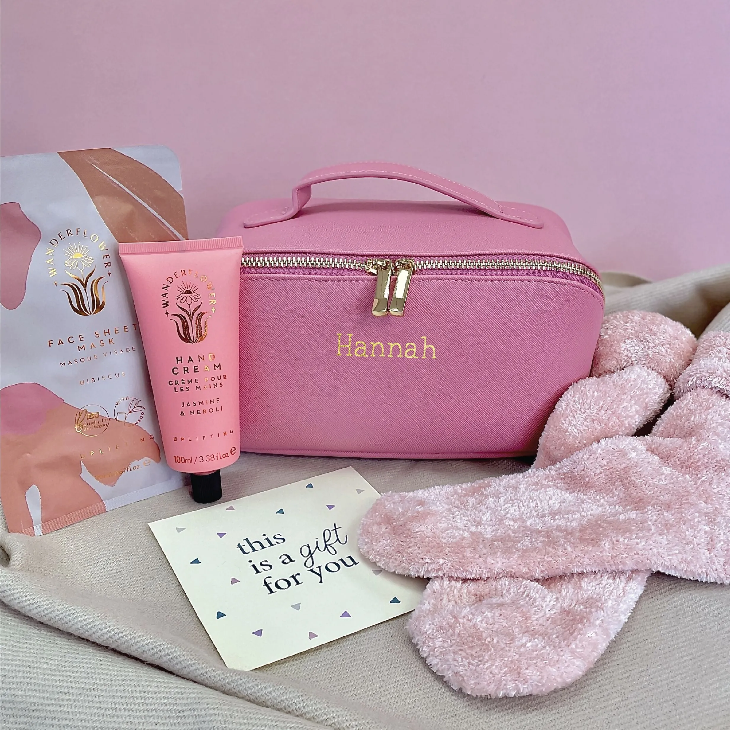 Personalised Open Flat Washbag Beauty Gift Set