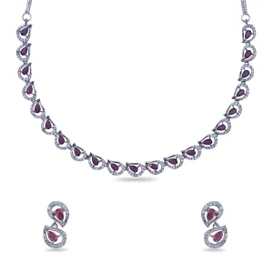 Petaline CZ Red Necklace Set
