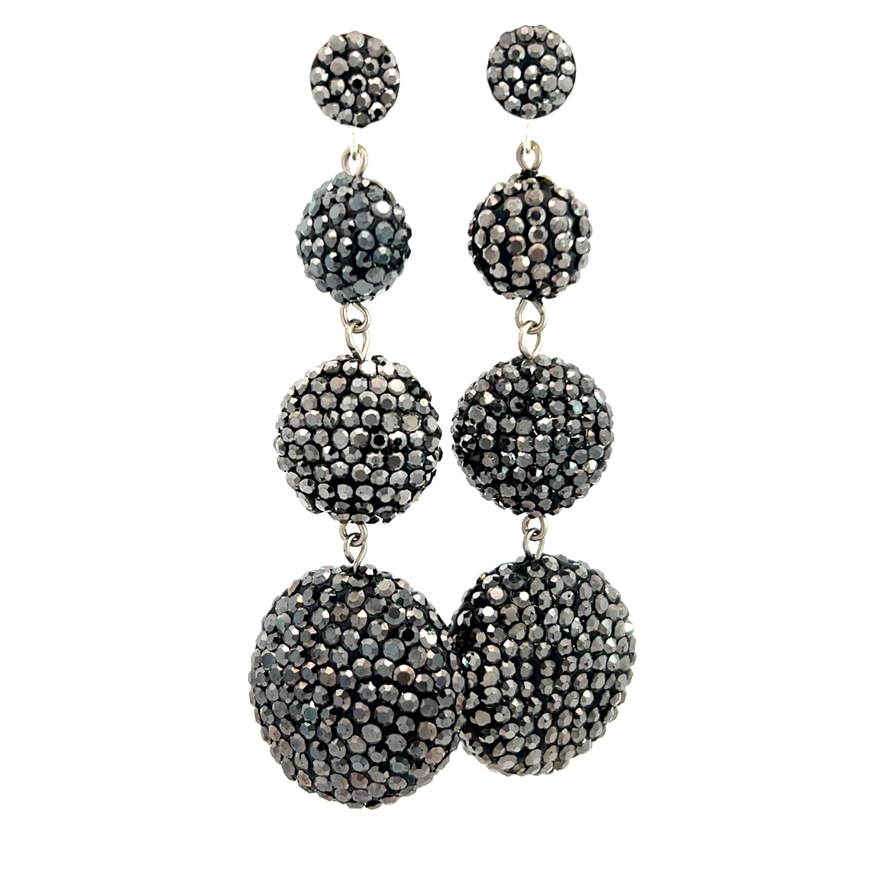 Pewter Crystal Pave 925 Sterling Silver Statement Earring