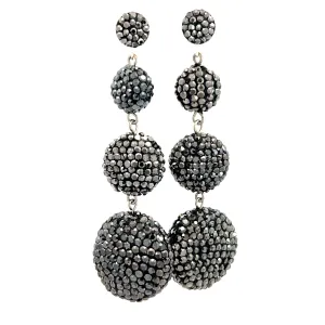 Pewter Crystal Pave 925 Sterling Silver Statement Earring