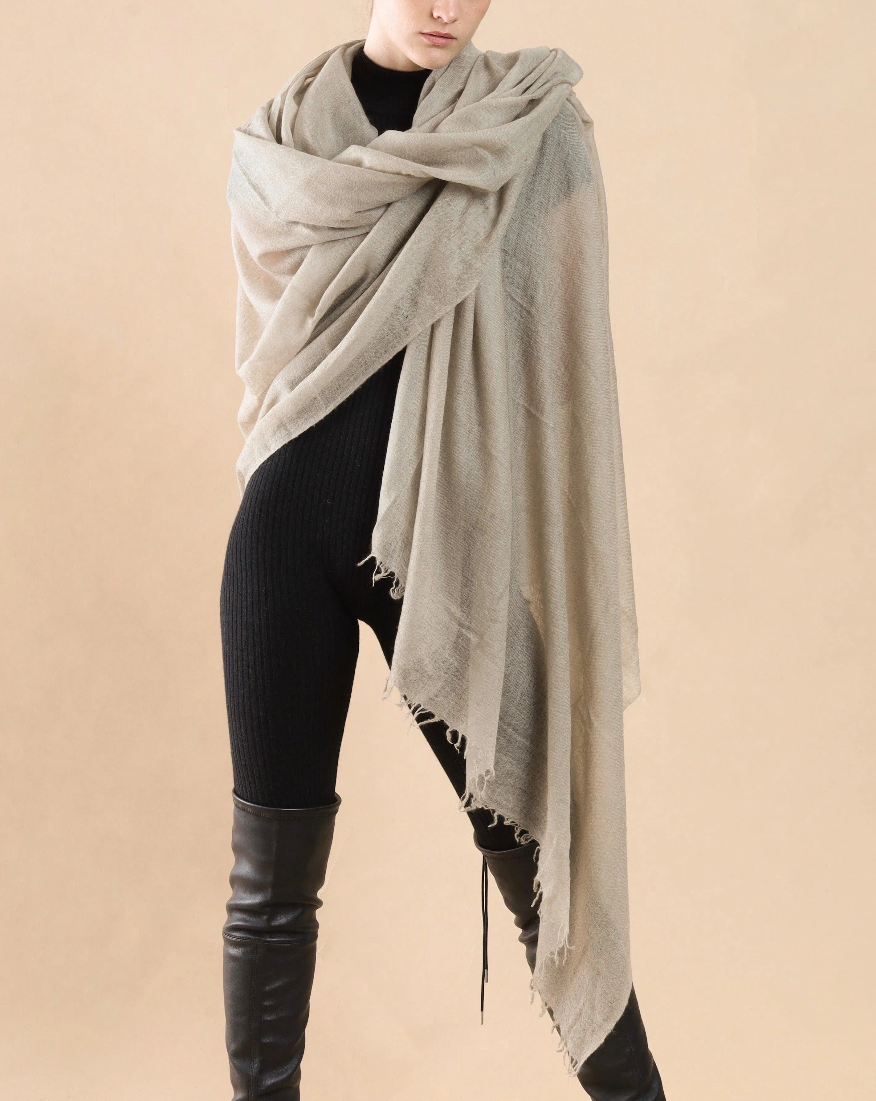 PURE CASHMERE TAUPE WRAP / Sold Out