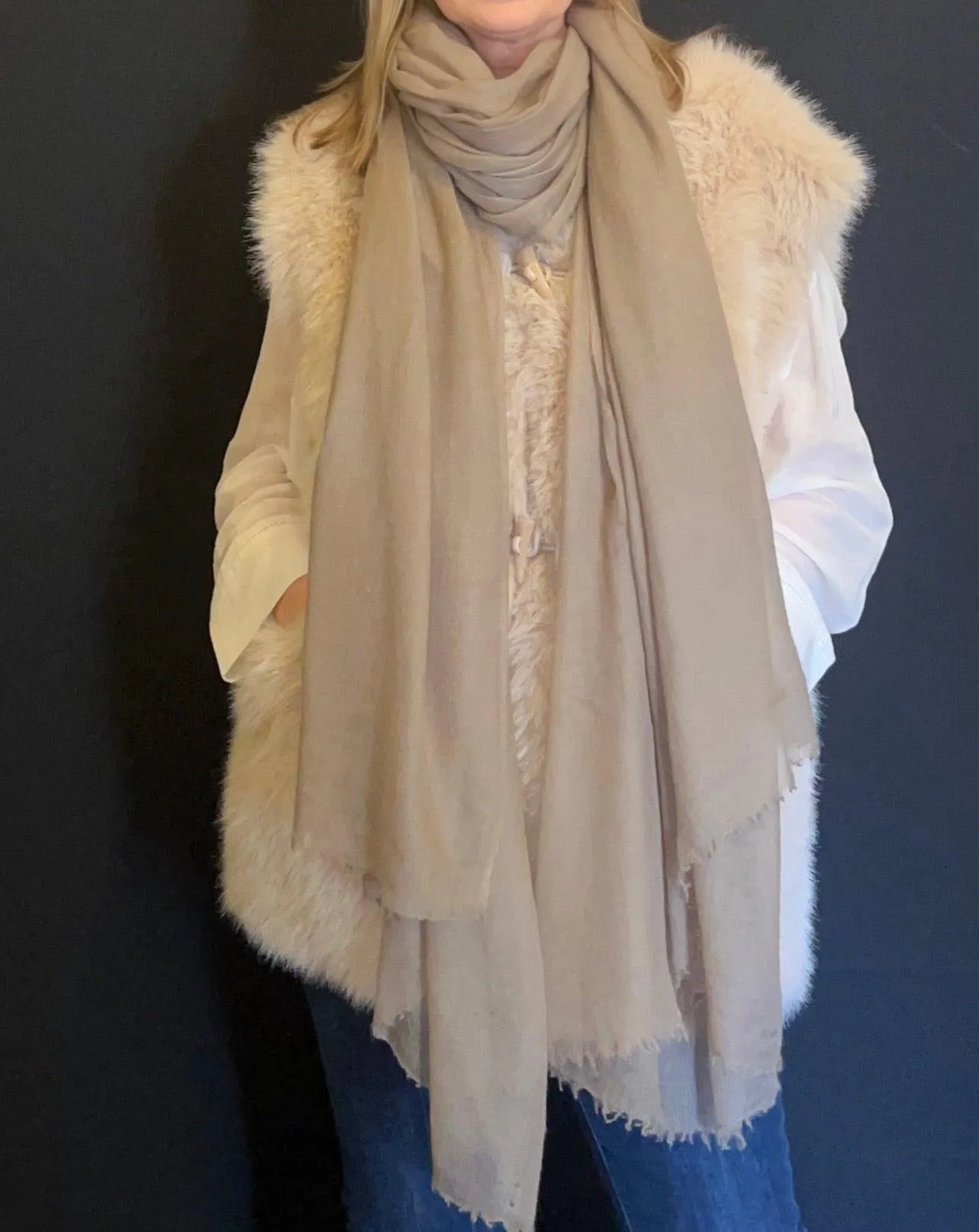 PURE CASHMERE TAUPE WRAP / Sold Out