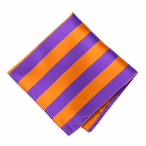 Purple and Orange Striped Pocket Square
