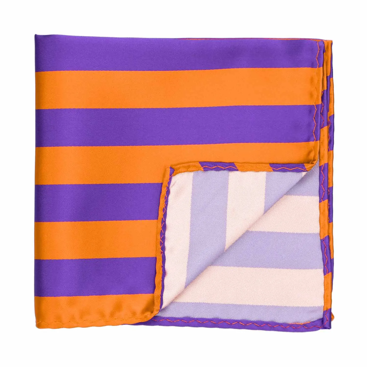 Purple and Orange Striped Pocket Square