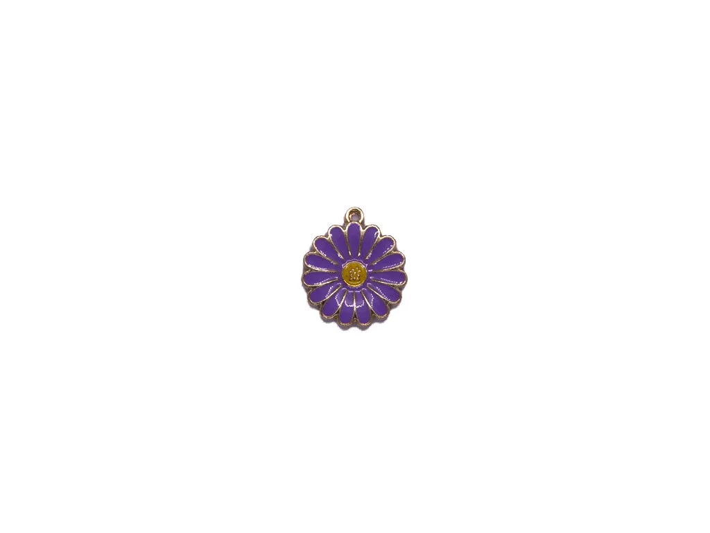 Purple Yellow Flower Metal Charms