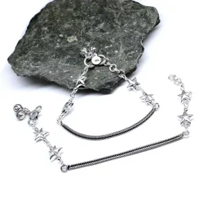 Real Silver Kids Star Anklets 6.5"