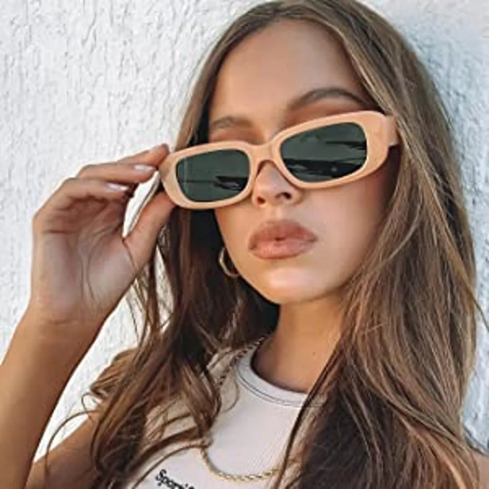 Rectangle Sunglasses Retro Driving Glasses 90s Vintage Fashion Narrow Square Frame - Jessie