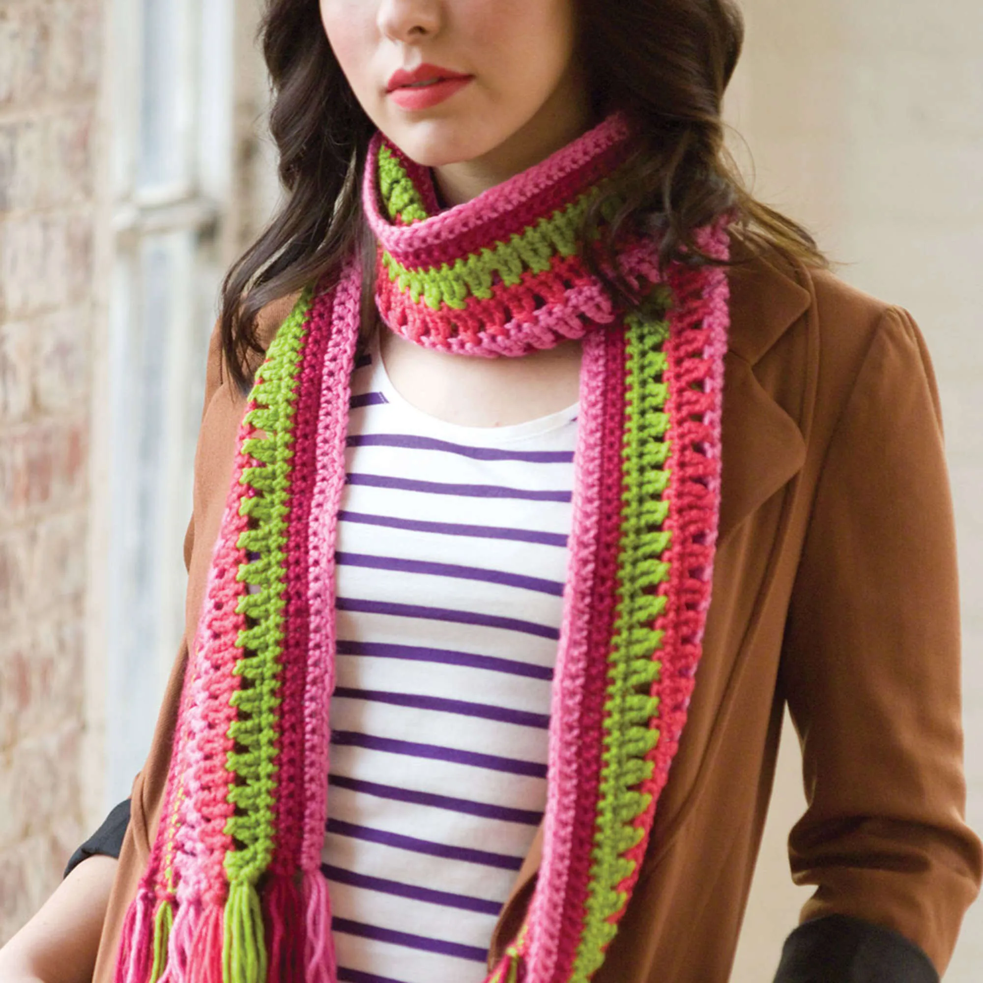 Red Heart Crochet Taffy Pull Scarf