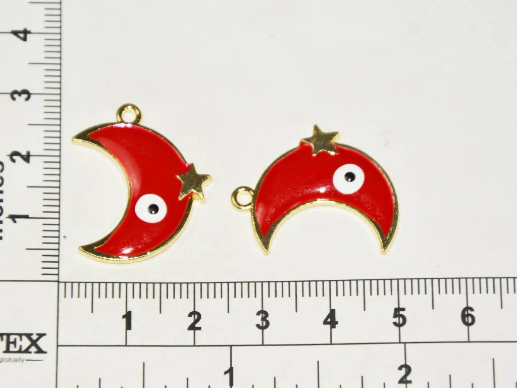 Red Moon Evil Eye Charms