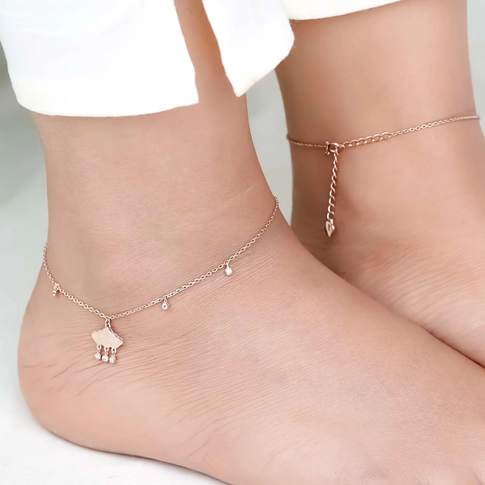 Rose Gold Cloud Of Love Anklet