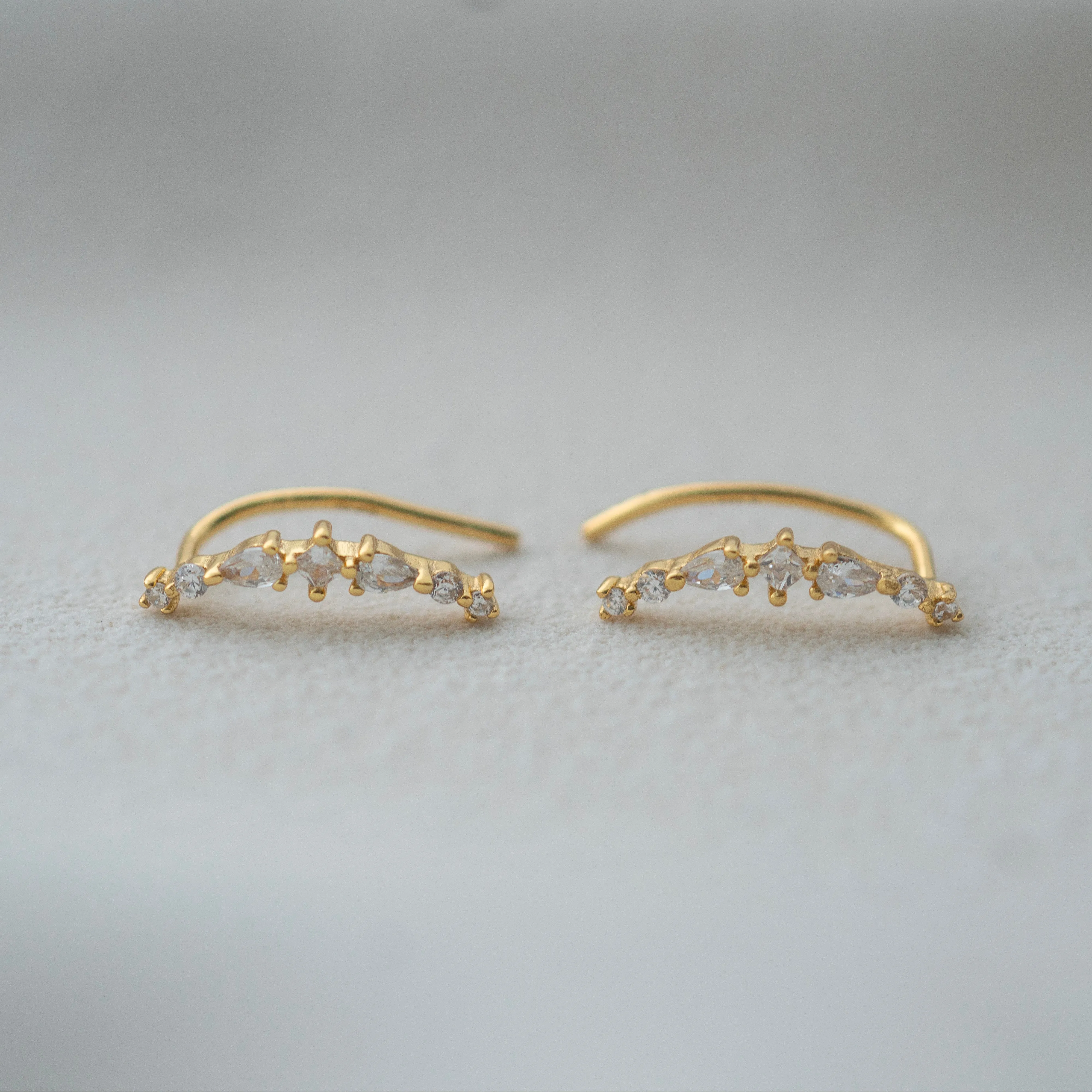 RÊVE ROUND AND PEAR CRYSTAL CLIMBER EARRINGS