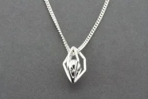 Silver chrysalis and ball pendant on 60cm link chain