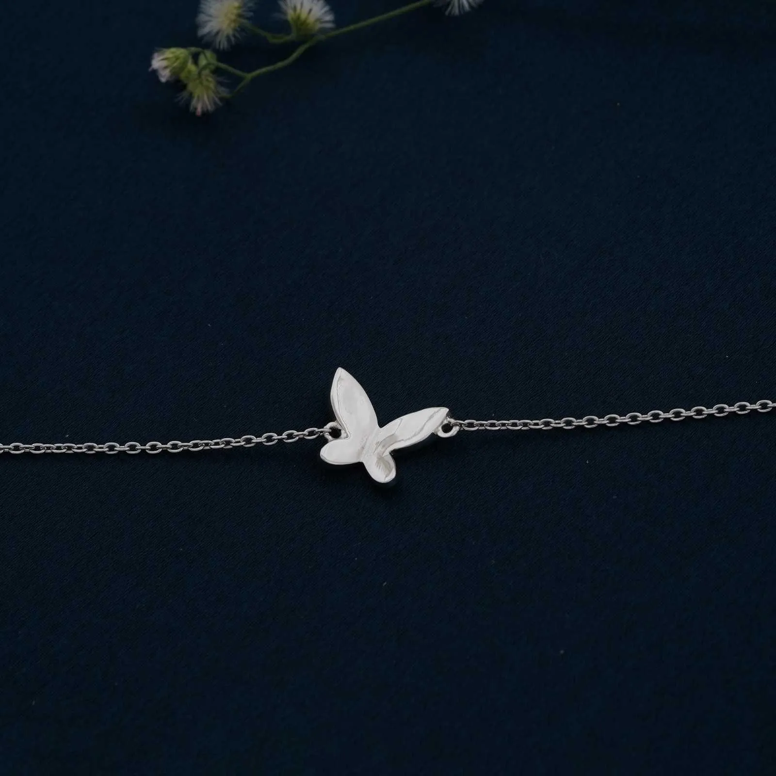 Silver Mini Butterfly Anklet