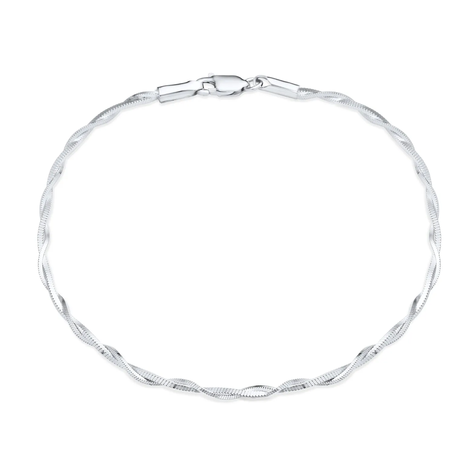 Simple Interlocking Double Box Chain Anklet Ankle Bracelet Sterling Silver 9 Inch