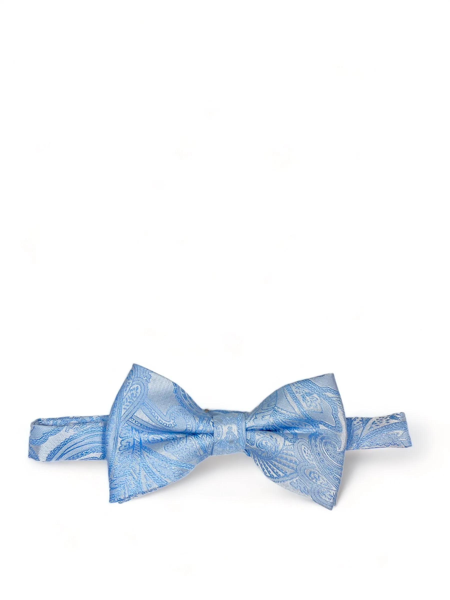 Sky Blue Paisley Bow Tie and Pocket Square