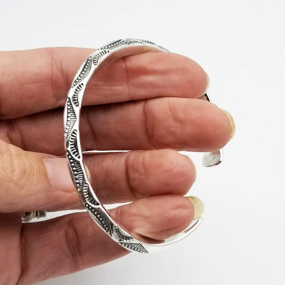 Stamped Knife Edge Cuff with Paddle Ends