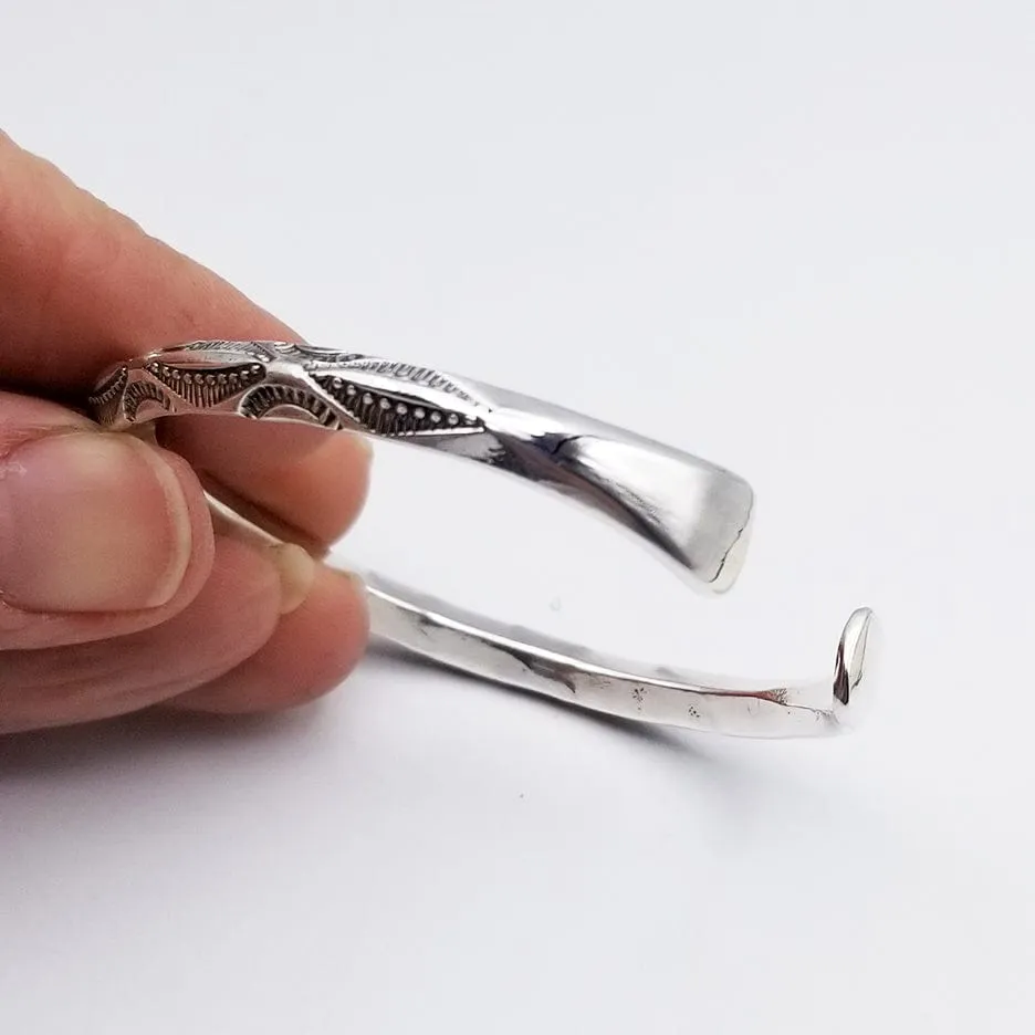 Stamped Knife Edge Cuff with Paddle Ends