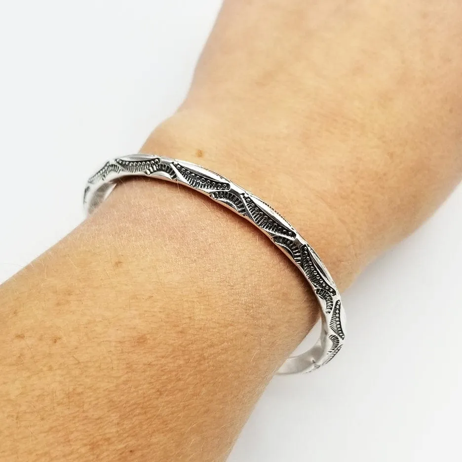 Stamped Knife Edge Cuff with Paddle Ends