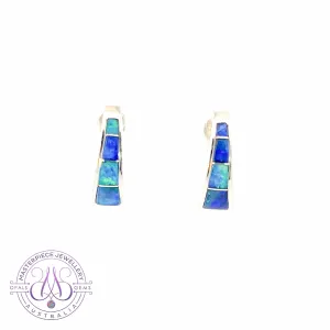 Sterling Silver Drop studs Opal inlay