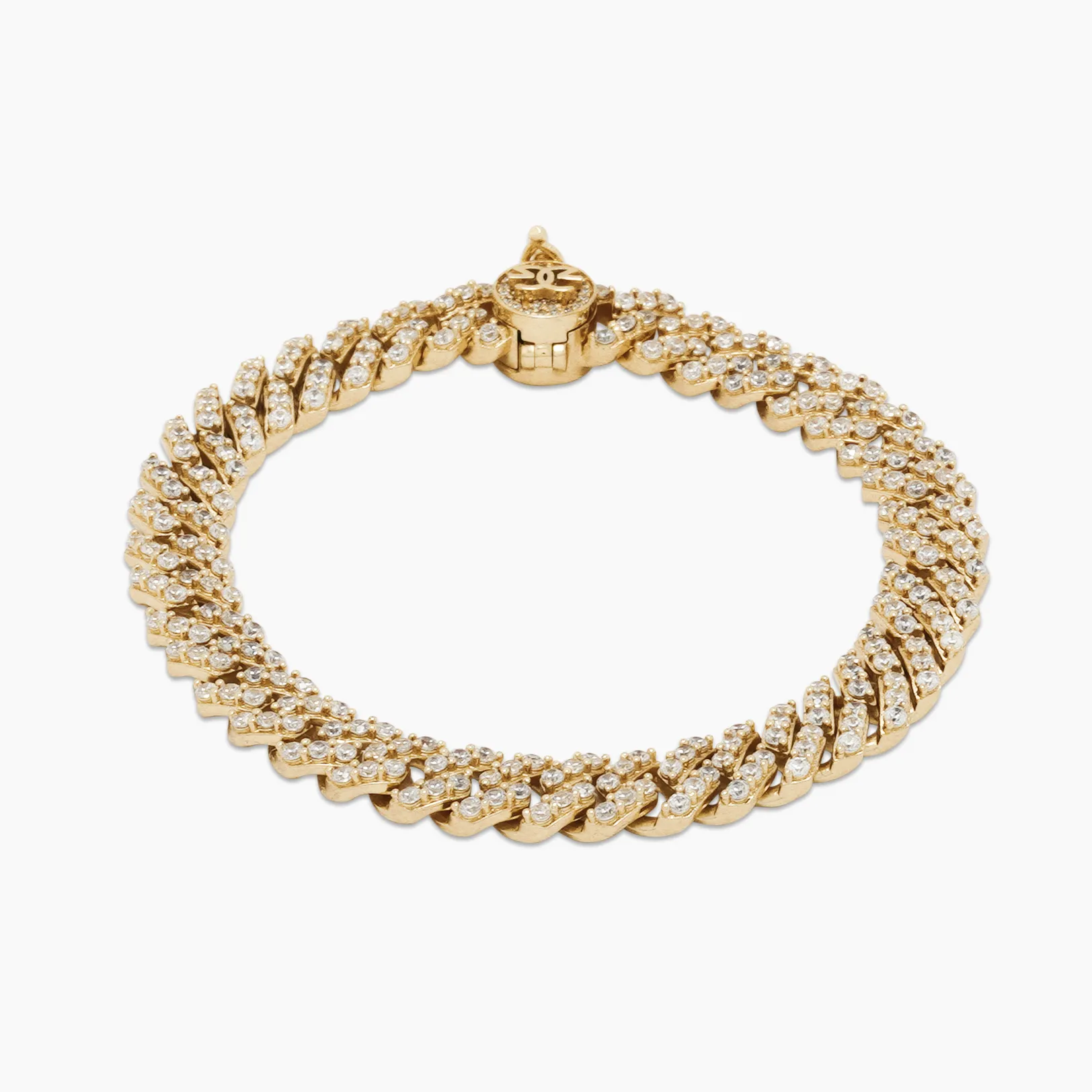 Straight Edge Diamond Cuban Bracelet 8mm