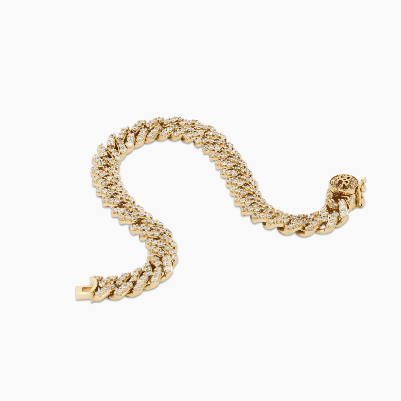 Straight Edge Diamond Cuban Bracelet 8mm