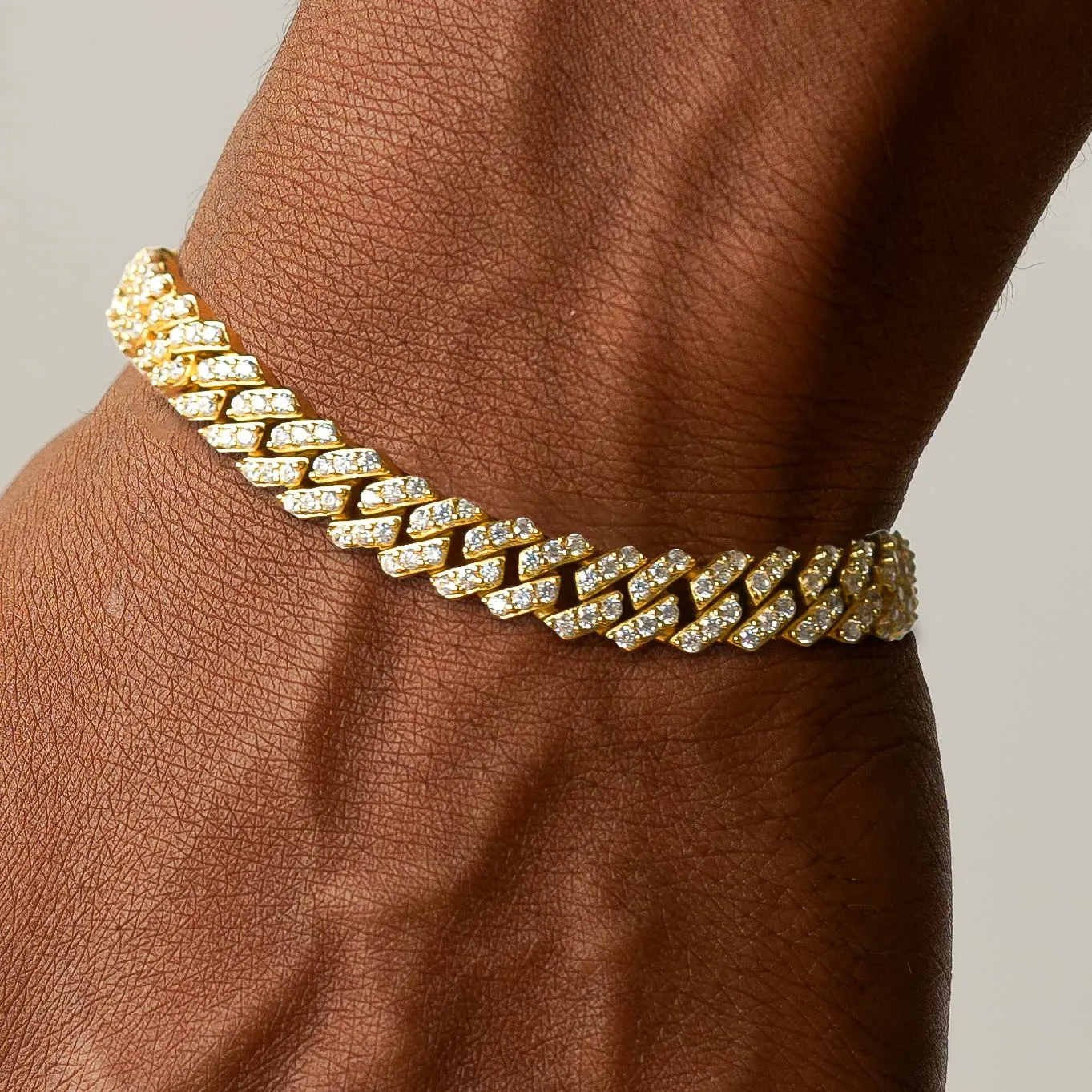 Straight Edge Diamond Cuban Bracelet 8mm